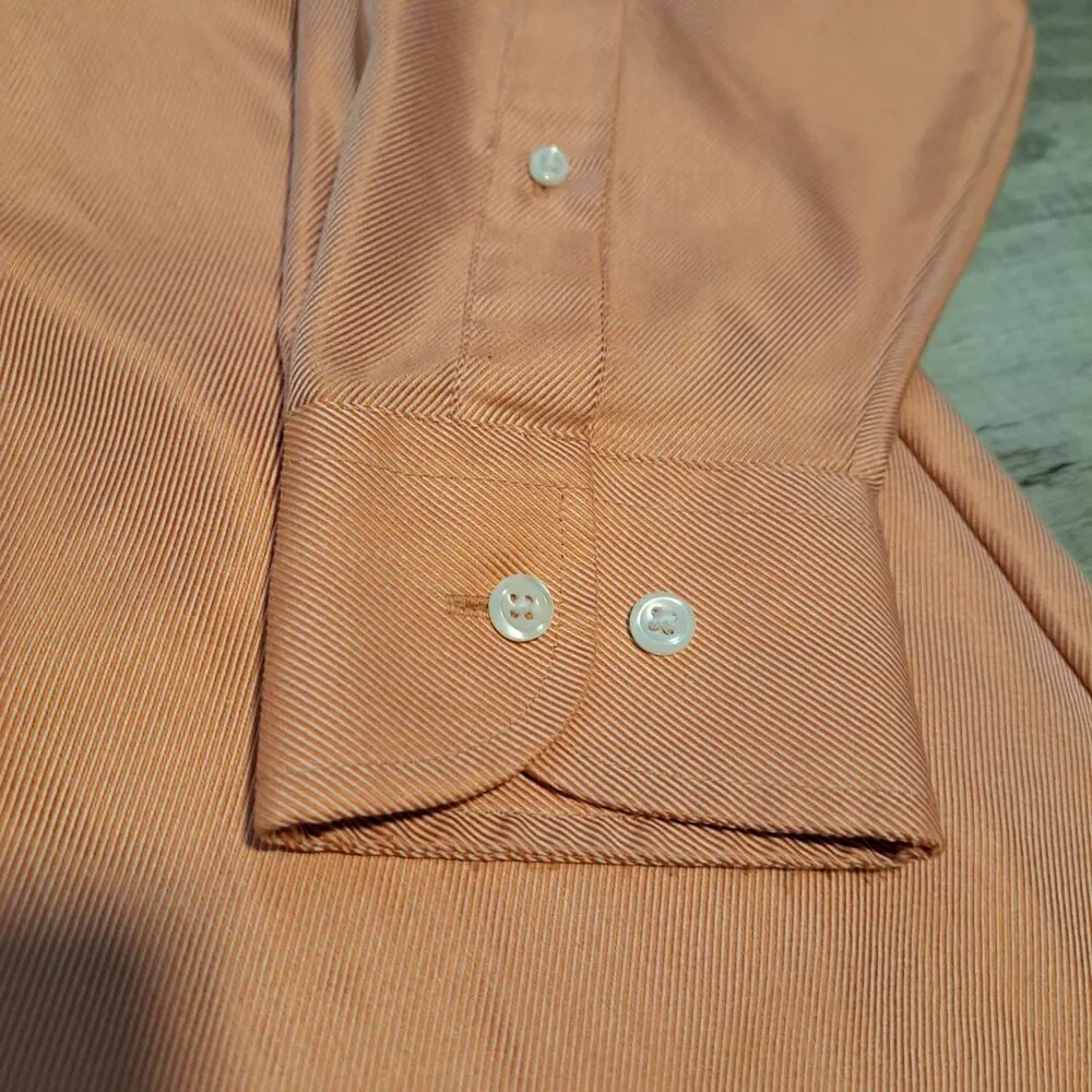 Stafford‎ Men's Size 16 32/33 Shirt Long Sleeve Button Down Wrinkle Free Orange